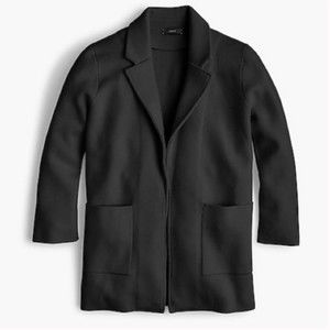 J. CREW Merino Wool Sophie Open Front Sweater Blazer Jacket in Black Large